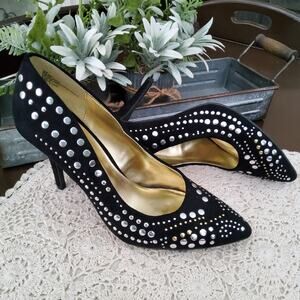 Cosmopolitan Women's Embellished Stiletto Pointy Toe Pump Heels Black Size 8.5